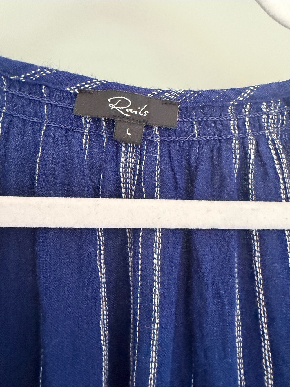 Rails "Mariah" Noja Stripe Blue Linen Blend Shell Button Down Peasant Blouse Top - Picture 11 of 15